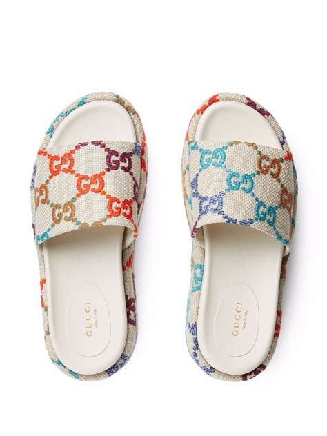 gucci rainbow platform|gucci platform slide sandals.